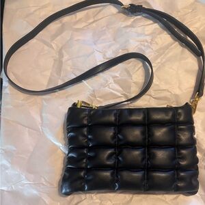 Antik Kraft Black Quilted Leather Crossbody Bag
